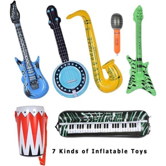 Inflatable Rock Star Toy Set, 30 PCS 80s 90s Party Decorations Inflatable Props - Picture 3 of 7